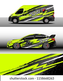 Car decal, Truck and cargo van design vector. Graphic abstract stripe racing background kit designs for wrap vehicle, race car, rally, adventure and livery