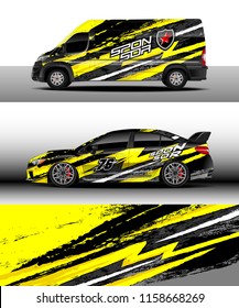 Car decal, Truck and cargo van design vector. Graphic abstract stripe racing background kit designs for wrap vehicle, race car, rally, adventure and livery