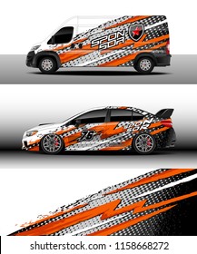 Car decal, Truck and cargo van design vector. Graphic abstract stripe racing background kit designs for wrap vehicle, race car, rally, adventure and livery