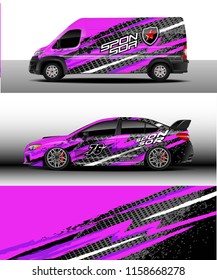 Car decal, Truck and cargo van design vector. Graphic abstract stripe racing background kit designs for wrap vehicle, race car, rally, adventure and livery