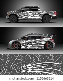 Car decal, Truck and cargo van design vector. Graphic abstract stripe racing background kit designs for wrap vehicle, race car, rally, adventure and livery