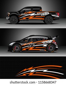 Car decal, Truck and cargo van design vector. Graphic abstract stripe racing background kit designs for wrap vehicle, race car, rally, adventure and livery