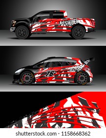 Car decal, Truck and cargo van design vector. Graphic abstract stripe racing background kit designs for wrap vehicle, race car, rally, adventure and livery