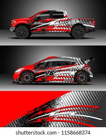 Car decal, Truck and cargo van design vector. Graphic abstract stripe racing background kit designs for wrap vehicle, race car, rally, adventure and livery