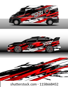 Car decal, Truck and cargo van design vector. Graphic abstract stripe racing background kit designs for wrap vehicle, race car, rally, adventure and livery