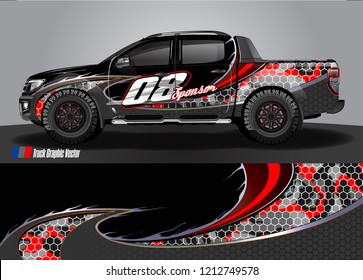 Car decal, truck and cargo van wrap vector. Graphic abstract stripe designs for branding and livery vehicle