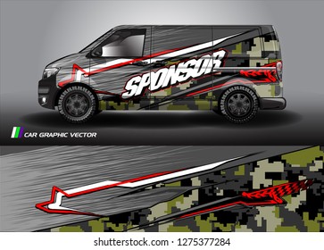 Car decal, truck and cargo van wrap vector. modern abstract stripe background designs for branding and vehicle livery 