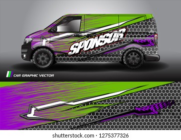 Car decal, truck and cargo van wrap vector. modern abstract stripe background designs for branding and vehicle livery 