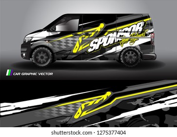 Car decal, truck and cargo van wrap vector. modern abstract stripe background designs for branding and vehicle livery 