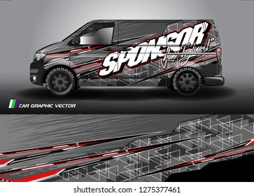 Car decal, truck and cargo van wrap vector. modern abstract stripe background designs for branding and vehicle livery 