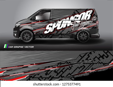 Car decal, truck and cargo van wrap vector. modern abstract stripe background designs for branding and vehicle livery 