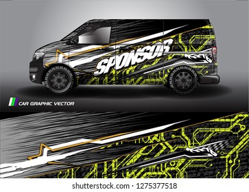 Car decal, truck and cargo van wrap vector. modern abstract stripe background designs for branding and vehicle livery 