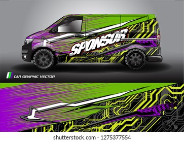 Car decal, truck and cargo van wrap vector. modern abstract stripe background designs for branding and vehicle livery 