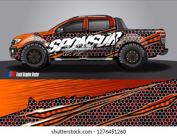 Car decal, truck and cargo van wrap design vector. Modern abstract background for car branding and vehicle livery