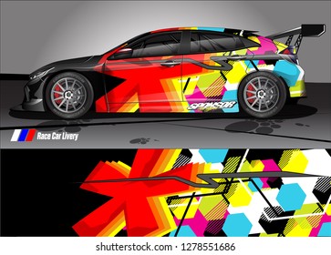 Car decal, truck and cargo van wrap design vector. Modern abstract background for car branding and vehicle livery 
