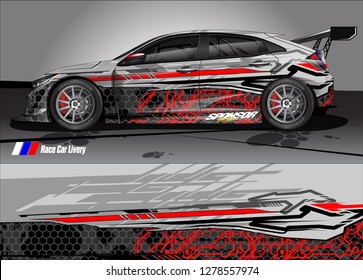 Car decal, truck and cargo van wrap design vector. Modern abstract background for car branding and vehicle livery