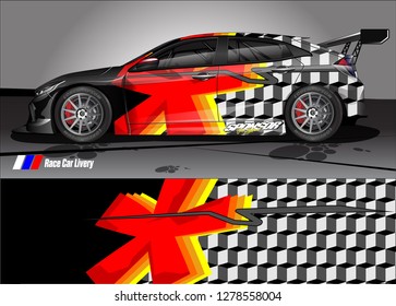 Car decal, truck and cargo van wrap design vector. Modern abstract background for car branding and vehicle livery