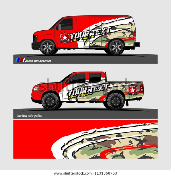 Car decal, truck
and cargo van wrap vector. Graphic abstract stripe designs for
branding and livery
vehicle