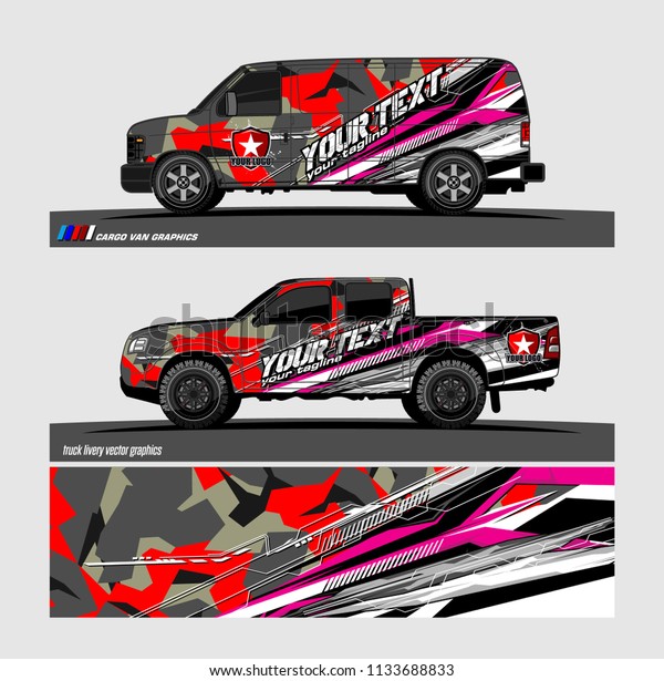 Car
decal, truck and cargo van wrap vector. modern abstract stripe
background designs for branding and vehicle livery
