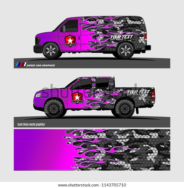 Car
decal, truck and cargo van wrap vector. modern abstract stripe
background designs for branding and vehicle livery
