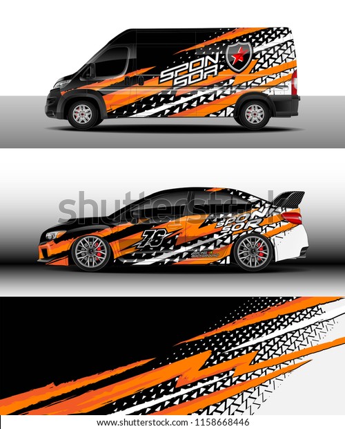 Car decal, Truck and cargo van
design vector. Graphic abstract stripe racing background kit
designs for wrap vehicle, race car, rally, adventure and
livery