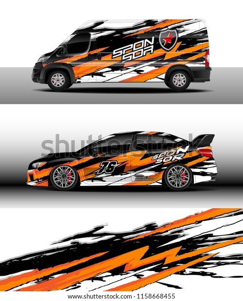 Car decal, Truck and cargo van\
design vector. Graphic abstract stripe racing background kit\
designs for wrap vehicle, race car, rally, adventure and\
livery