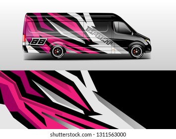 Car decal van designs . Graphic abstract background designs for vehicle livery