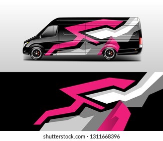 Car decal van designs . Graphic abstract background designs for vehicle livery 