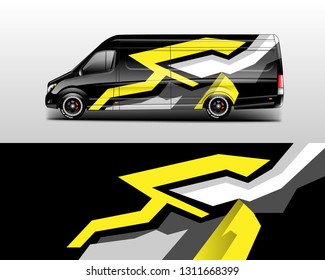 Car decal van designs . Graphic abstract background designs for vehicle livery 