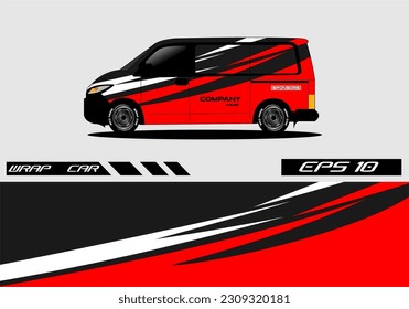 Diseños de furgoneta de calcomanía de coches. Ajustar el vector de diseños. Vector de cierre de furgoneta, camión y envoltura de coches.