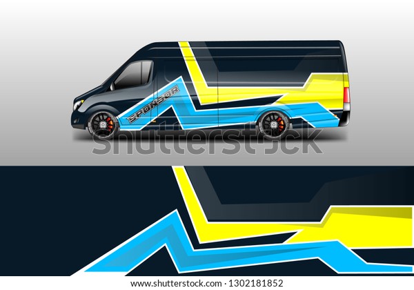 Car decal van designs . Wrap\
designs vector . Cargo van decal, truck and car wrap vector\
.