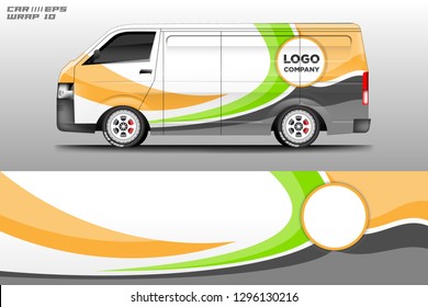 Car decal van wrap design vector. Graphic company background designs . Van, bus, truck, wrap design. 