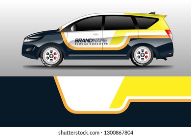 Car decal van wrap design vector. Graphic company background designs . Van, bus, truck, wrap design.