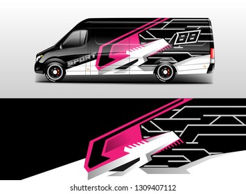 Car decal van wrap designs vector . Livery wrap cargo, company , truck .