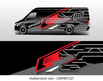 Car decal van wrap designs vector . Livery wrap cargo, company , truck .
