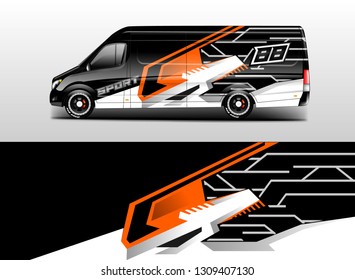 Car decal van wrap designs vector . Livery wrap cargo, company , truck .