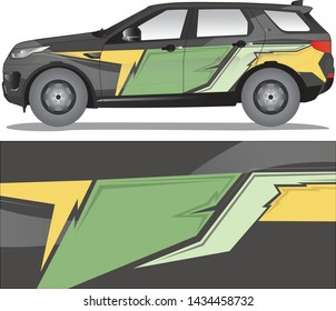 Car decal vector designs. Abstract yellow green lineart rmodern stle livery for vehicle vinyl branding background - vector