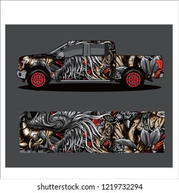 Car decal vector, Dragon japanese abstract racing designs for vehicle Sticker vinyl wrap