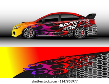 Car decal vector, graphic abstract racing designs for vehicle Sticker vinyl wrap