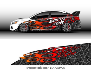 Car decal vector, graphic abstract racing designs for vehicle Sticker vinyl wrap