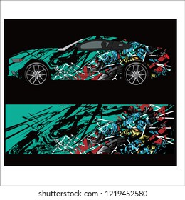 Car decal vector, graphic abstract skull racing designs for vehicle Sticker vinyl wrap