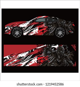 Car decal vector, graphic abstract skull racing designs for vehicle Sticker vinyl wrap