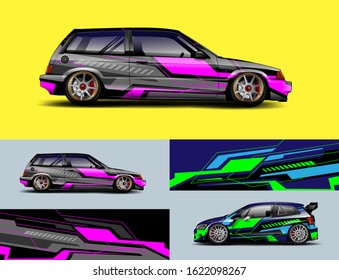 Car decal vector, graphic abstract racing designs for vehicle vinyl Sticker wrap