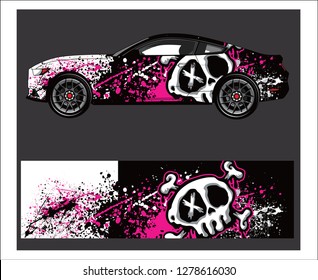 Car decal vector, grunge abstract designs for vehicle Sticker vinyl wrap