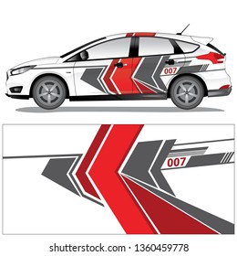 Car decal vector stock with a red and grey line abstract graphic design. file is editable and ready to print.