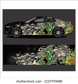 Car decal vector, 
tiger tattoos style abstract  designs for vehicle Sticker vinyl wrap