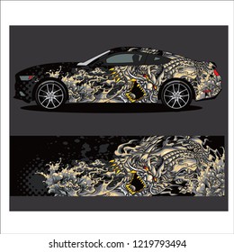 Car decal vector, 
tiger tattoos style abstract  designs for vehicle Sticker vinyl wrap