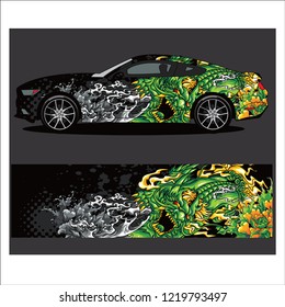 Car decal vector, 
tiger tattoos style abstract  designs for vehicle Sticker vinyl wrap