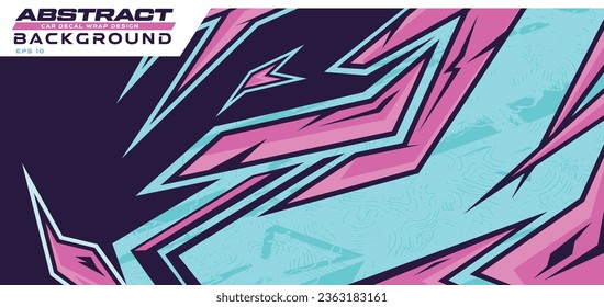 Car decal wrap abstract background design vector illustration esport gaming banner simple modern pink blue social media cover photo illustration