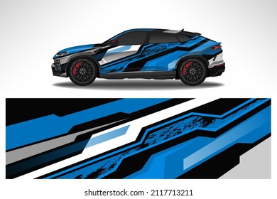 Car decal wrap design. Graphic abstract line racing background Vector design for vehicle, race car, rally, adventure livery camouflage.